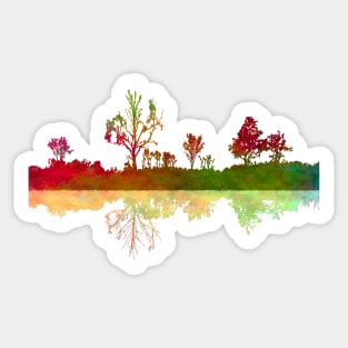 Silhouette Art Lake Shoreline Abstract Colour Sticker